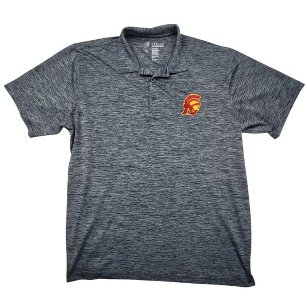 Trojan Apparel USC Trojans Mens 2XL Gray Space Dye Performance Polo‎ Shirt NCAA